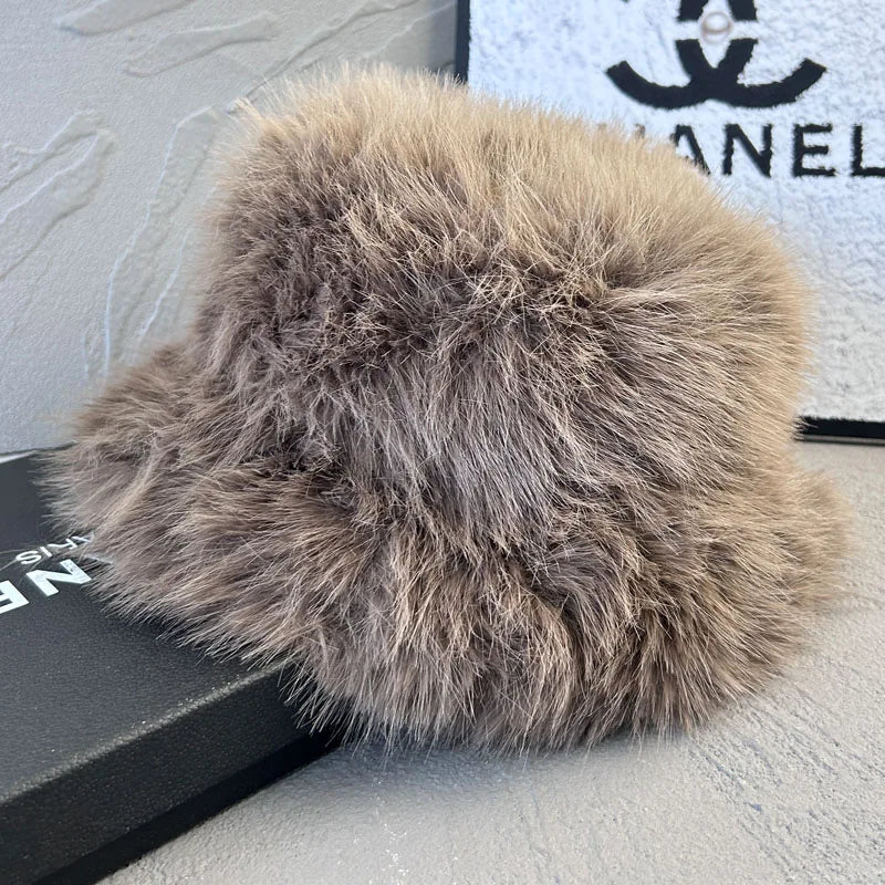 2025 Fluffy Faux Fur Bucket Hats Women Faux Fox Warm Thick Plush Winter Hat Lady Fashion Luxury Panama Furry Fisherman Cap Y2k 