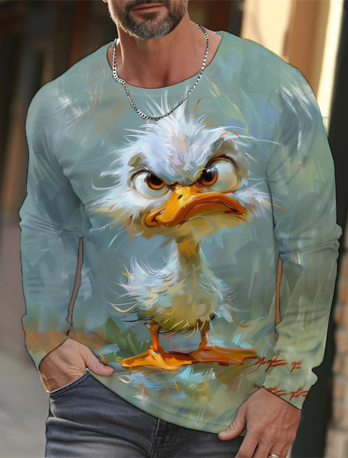 Funny 3D Animal Print Mens T Shirt Hip Hop Trend Harajuku Street Clothes Autumn Loose Top Fashion Cotton Long Sleeve T-shirt Men FitiqueFit