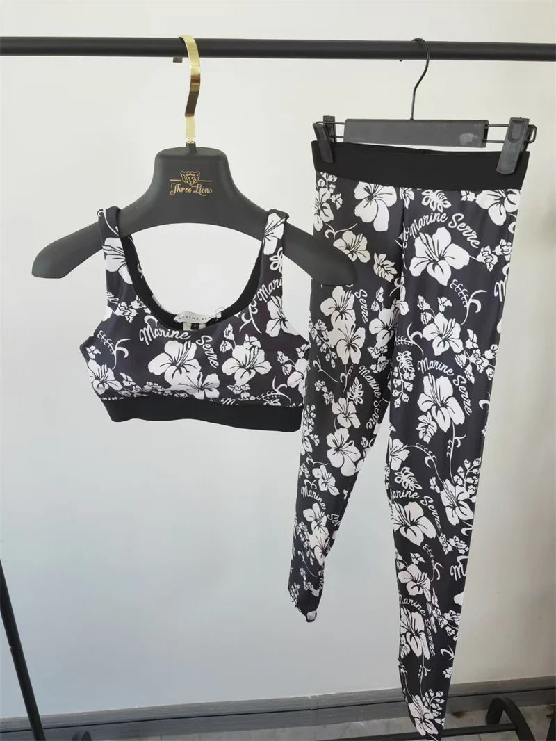 2025 New Outdoor Women Fitness Camis Black Tracksuits Breathable Letter Yoga Outfits Slim Joggings Yoga Leggings FitiqueFit