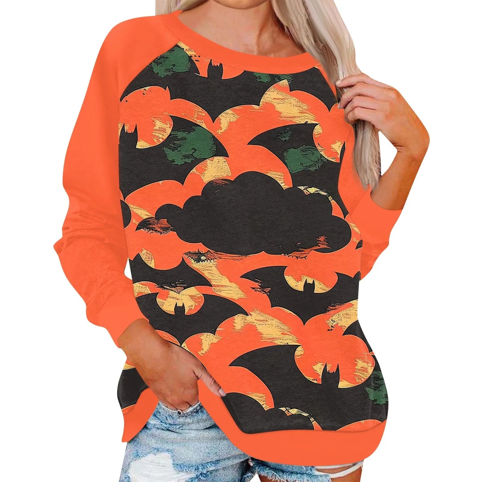 🎃 Vintage Pumpkin Print Long Sleeve T-Shirt – Harajuku Halloween Graphic Tee FitiqueFit