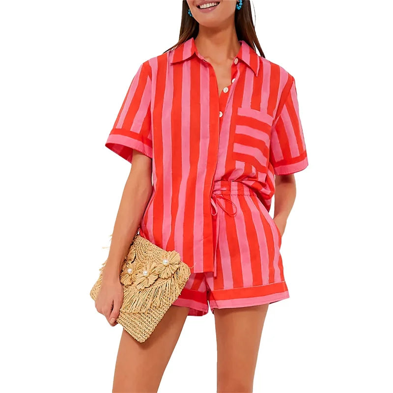 🌞 Lamuusaa 2-Piece Striped Summer Set – 2000s Streetwear Revival FitiqueFit