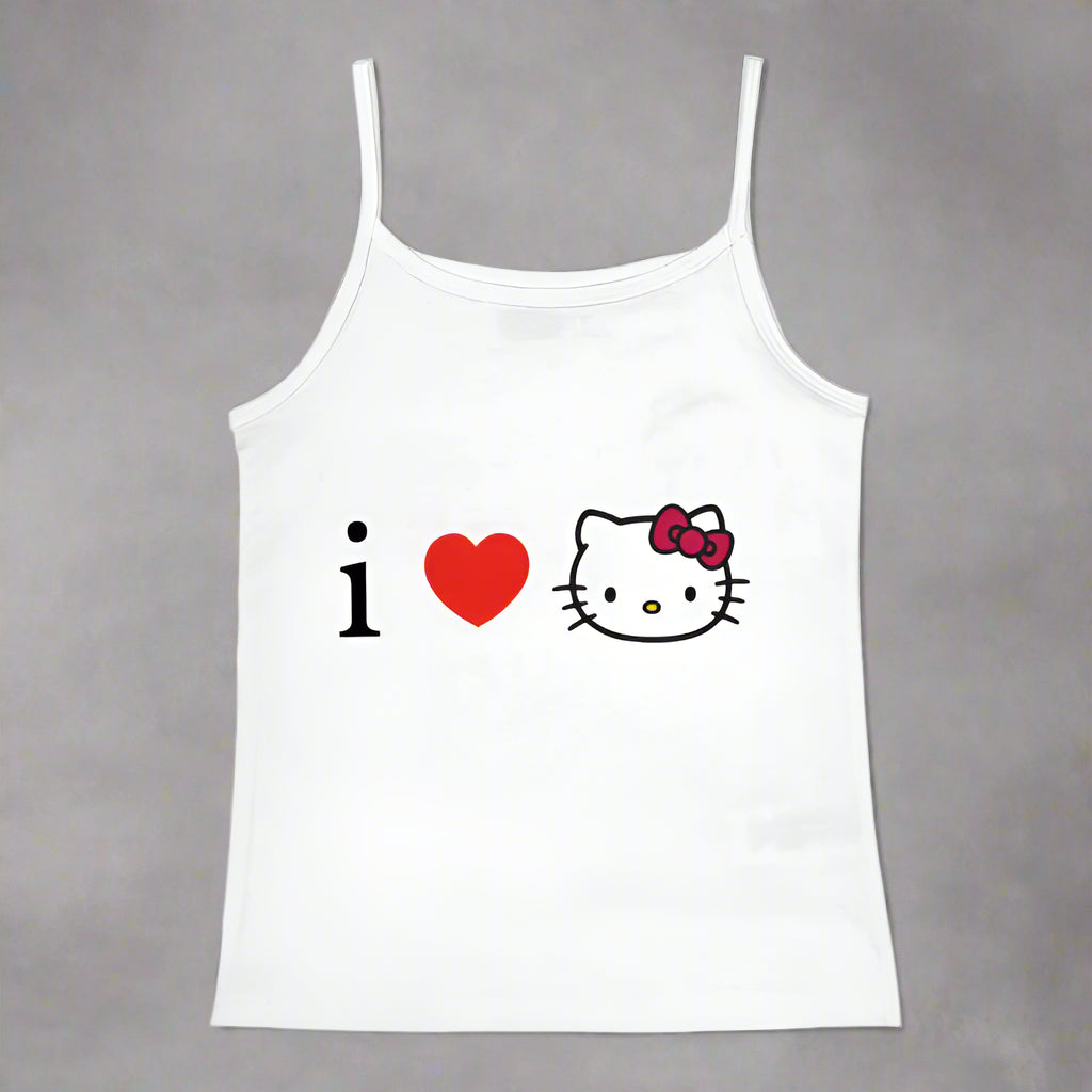 2000s Tops Emo Girls Camisole Tops Hello Kitty Print Grunge Crop Tops Y2k Clothes Vintage Punk Women's Corset Tank Top Baby Tees FitiqueFit