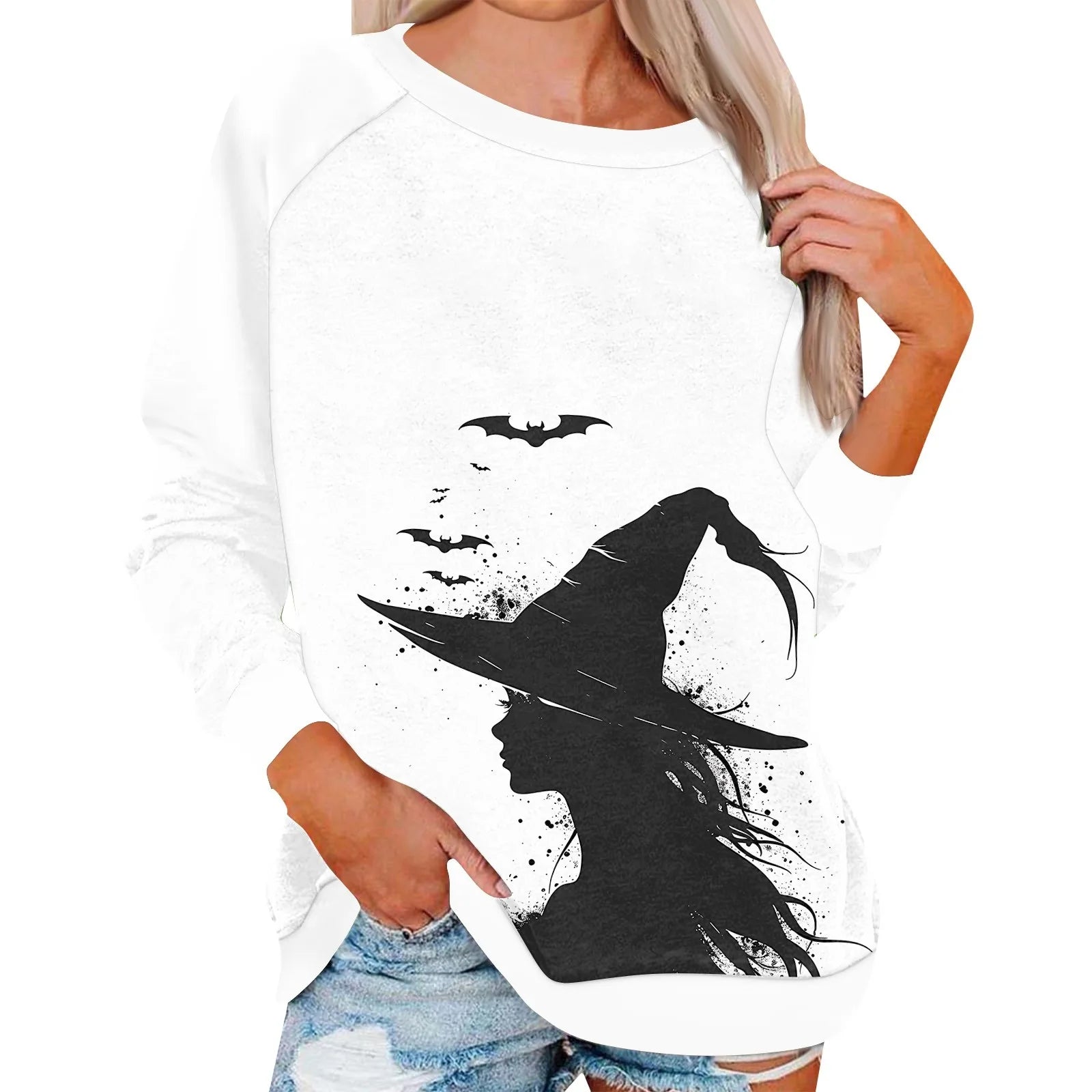 Pumpkin Print T Shirt Funny Women Clothing Harajuku Halloween Tops Vintage Halloween Graphic Long Sleeve T Shirts FitiqueFit