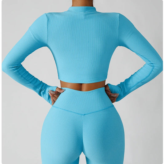 3-Piece Seamless Yoga Set – Jacket, Bra & Leggings FitiqueFit