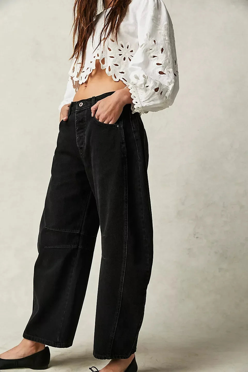 Elastic Waist High-waisted Women's Jeans Slimming Loose-fit Cropped Pants For Women Jeans Women High Waisted Korean Style Loose FitiqueFit