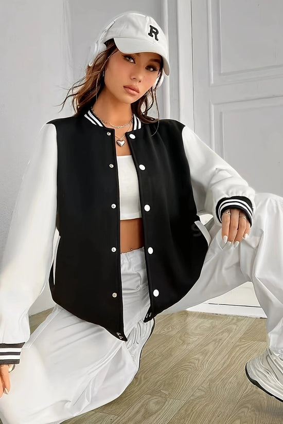 Solid Color Baseball Uniform Female Korean Button Overcoat Hip Hop Oversize Clothing Casual Fashion Fleece Women Jackets 