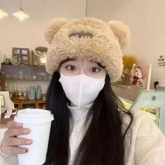 Letter Bear Ears KnittedCute Woolen Hat Beanie Hat Cat Ears Beanie All-match Skull Lovely Cap Winter/Autumn Cute Popular Hat FitiqueFit