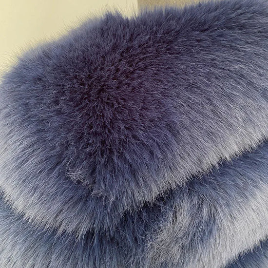 Faux Fur Coat Women Luxury Stand Fur Collar Furry Jacket