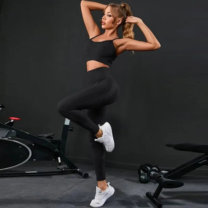 2 Pieces Women's Tracksuit Seamless Yoga Set Workout Sportswear Gym Clothing High Waist Leggings Fitness Sports Suits FitiqueFit