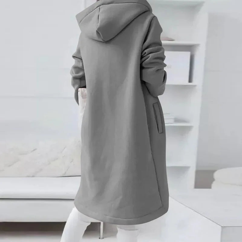 Oversized Women Loose Zip Sweatshirts Casual Female Hoody Tie Collar Zip Up Pocket Baggy Streetwear Hooded Coats JYFS-JY7755 