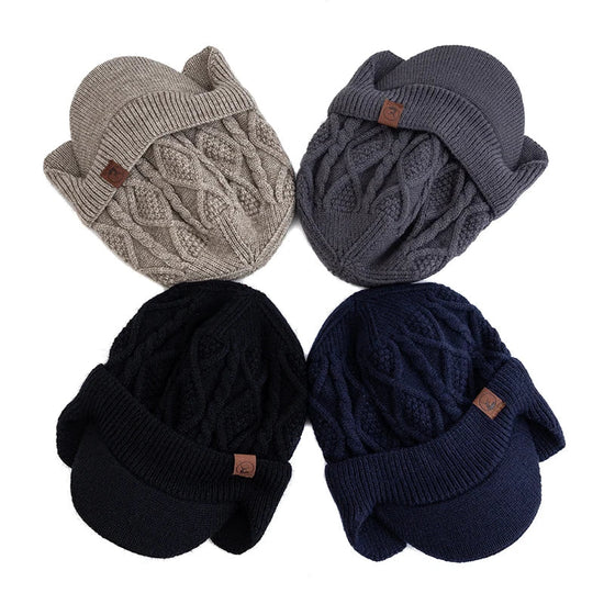 New Unisex Winter Hat Plush Fur Lined Warm Earflap Cap Stylish Soft Beanie Hat  Outdoor Thick Ski Sports Knitted Hat FitiqueFit