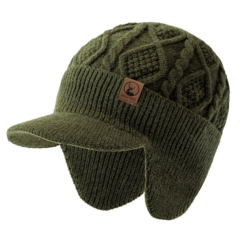 New Unisex Winter Hat Plush Fur Lined Warm Earflap Cap Stylish Soft Beanie Hat  Outdoor Thick Ski Sports Knitted Hat FitiqueFit