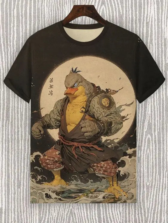 Samurai Cat Graphic T-Shirt – Japanese Style 3D Print Men's Tee FitiqueFit