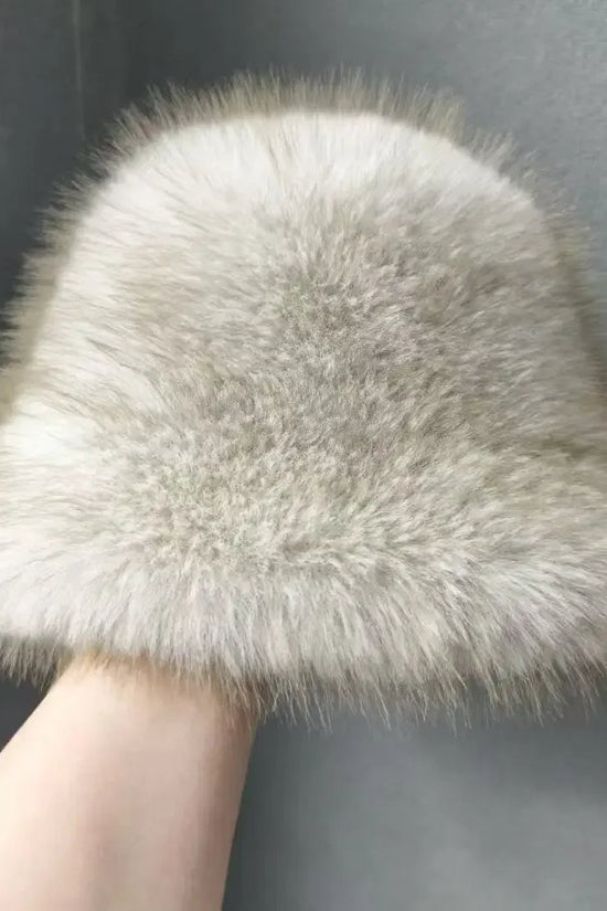 1Pc Ladies' Winter Thick and Warm Imitation Fox Fur Dome Fisherman Hat, Plush Ear Protection, Looks Small on The Face 