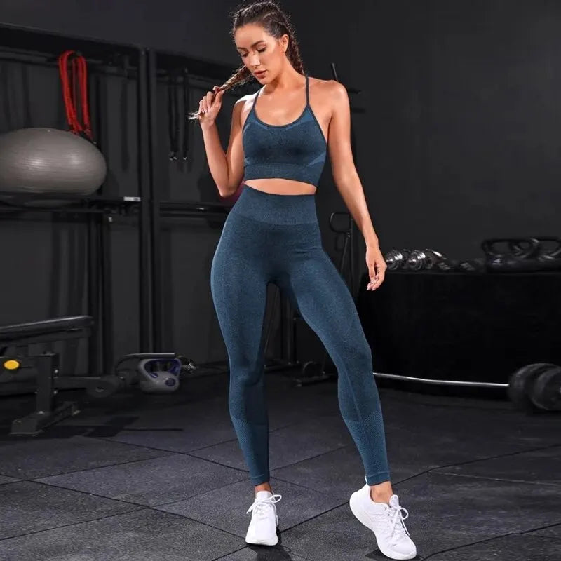 2 Pieces Women's Tracksuit Seamless Yoga Set Workout Sportswear Gym Clothing High Waist Leggings Fitness Sports Suits FitiqueFit