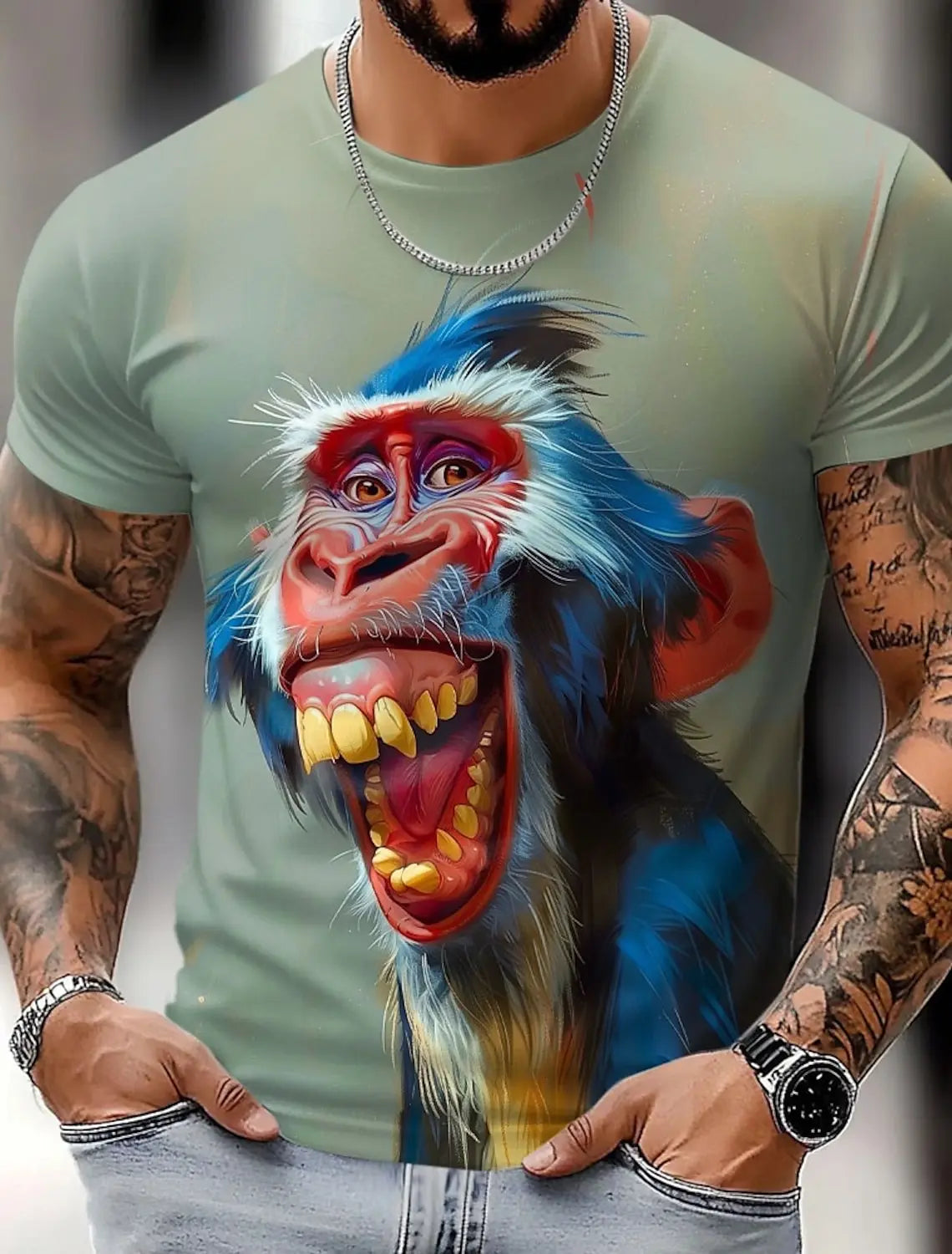 Men's Animal Funny T Shirt Short Sleeve T shirt 3D Print O-Neck Shirt Exaggerated Designer Party Summer Casual Clothing Apparel FitiqueFit