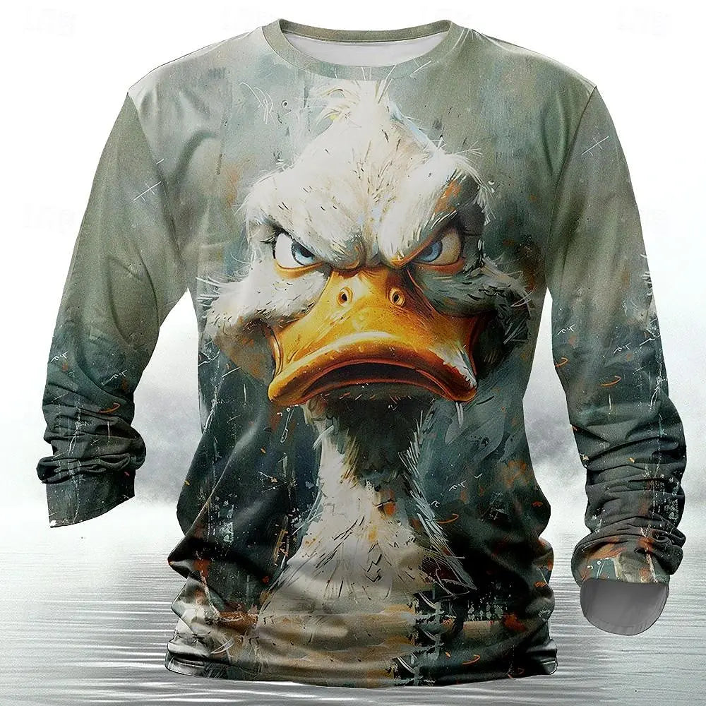 Funny 3D Animal Print Mens T Shirt Hip Hop Trend Harajuku Street Clothes Autumn Loose Top Fashion Cotton Long Sleeve T-shirt Men FitiqueFit