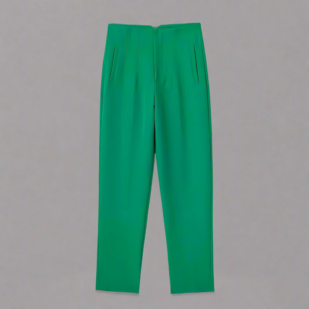 TRAFZA 2024 Woman Solid Trouser High Waist Slim Zipper Fly Long Pants Female Wild Commute Office Lady Woman Pencil Pant Street FitiqueFit