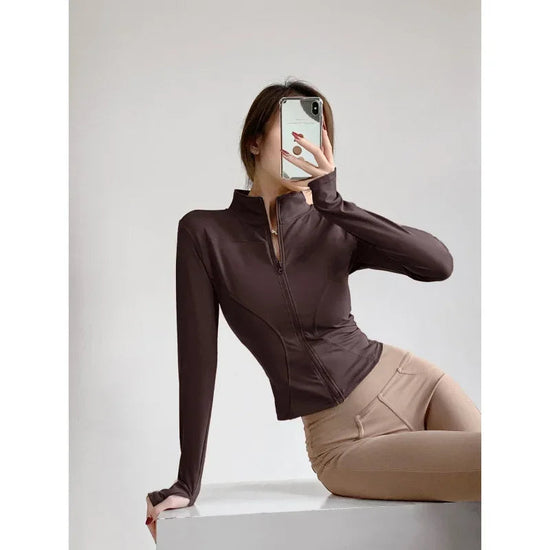 S-3XL Sun Quick Drying Sports Coat Women's Tight Top Yoga Jacket Long Sleeve Zipper Jacket Running Fitness Women's Jacket 