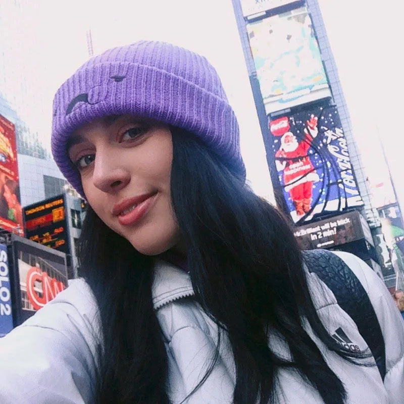 Versatile woolen hat, men's and women's pullover hat, embroidered woolen hat, winter ear protection acrylic knitted hat 