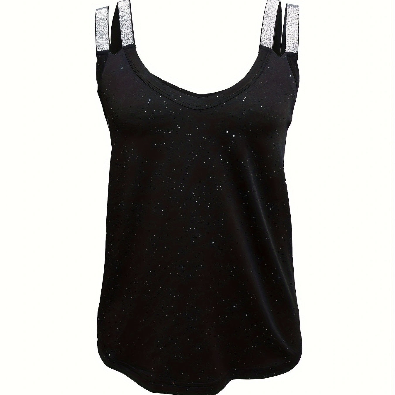 Women's Solid Color Rhinestone Shoulder Strap Sequin Camisole Top CJ US