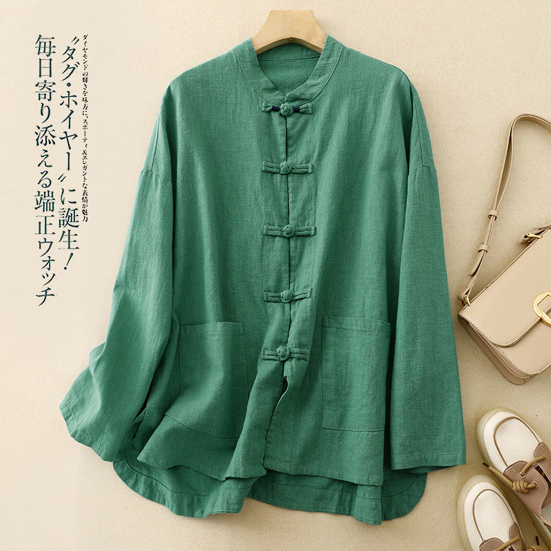 Women’s Retro Chinese-Style Cotton & Linen Loose Top CJ US