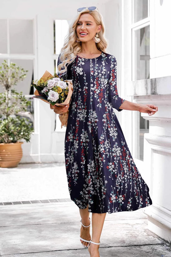 Women's Fashion Floral Slim-fit Short-sleeve Dress 