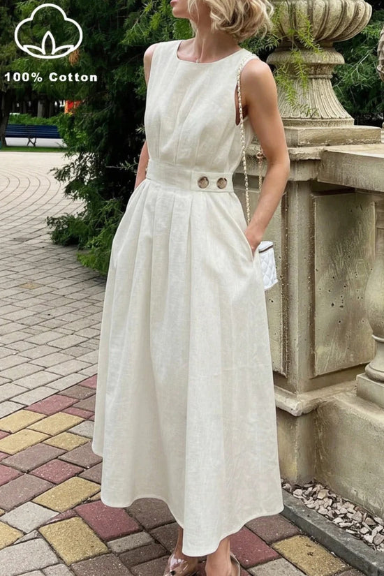 French-style Elegant Casual Minimalist Sleeveless Crew-neck Dress 