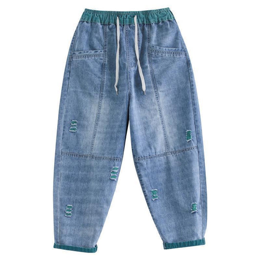 Women's Summer Fashion Ripped Ninth Jeans CJ US