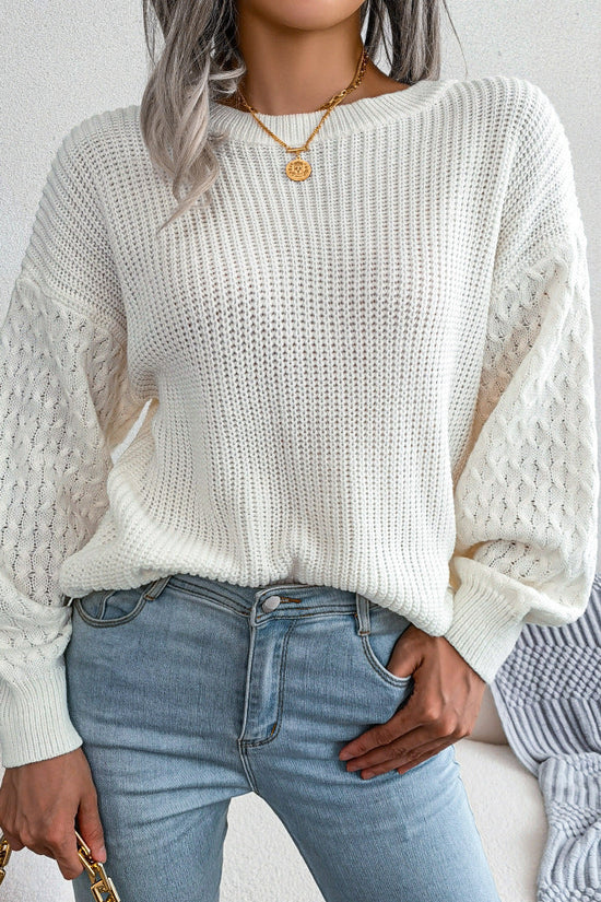 Autumn And Winter Casual Lantern Long Sleeve Knitted Sweater Women's Clothing CJ US