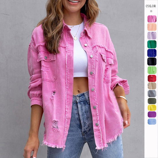 Ripped Shirt Jacket Female | oversized shirts for women | Diversi
