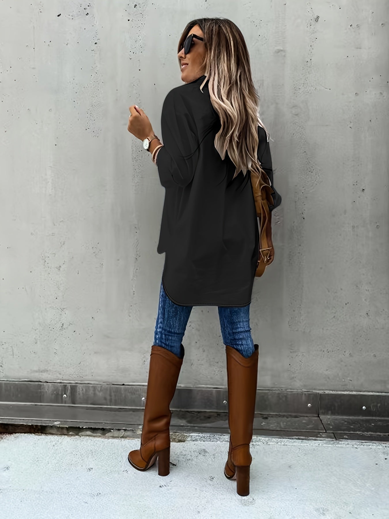 Simple Casual Long Sleeve Shirt With Pocket CJ US