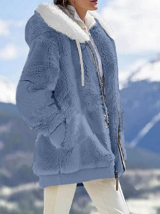 Plush Hooded Jacket – Oversized Fleece Zip-Up with Pockets CJ US