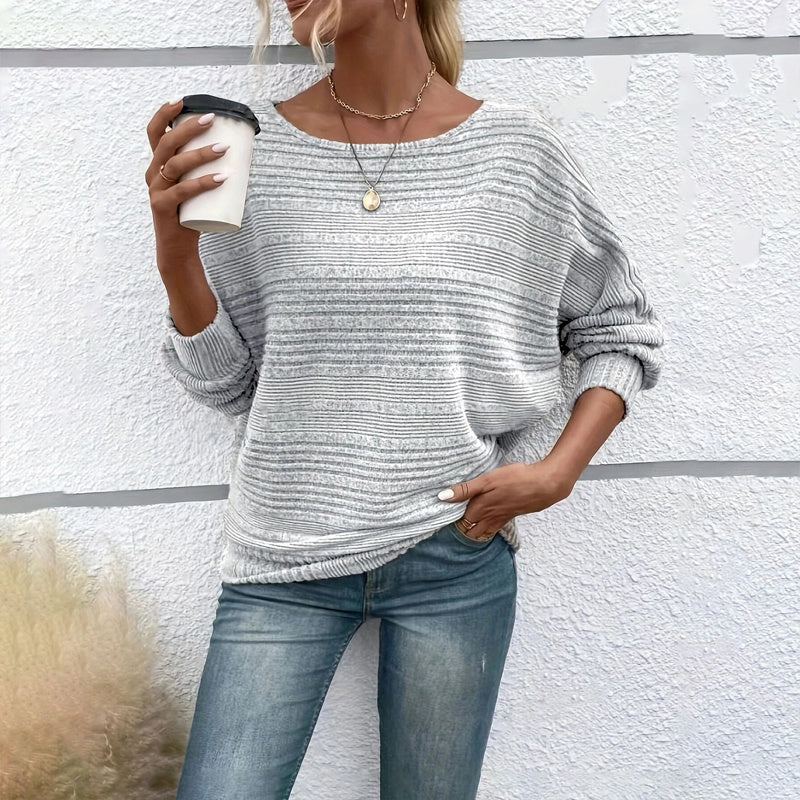 Women’s Textured Round-Neck Long-Sleeve Pullover CJ US