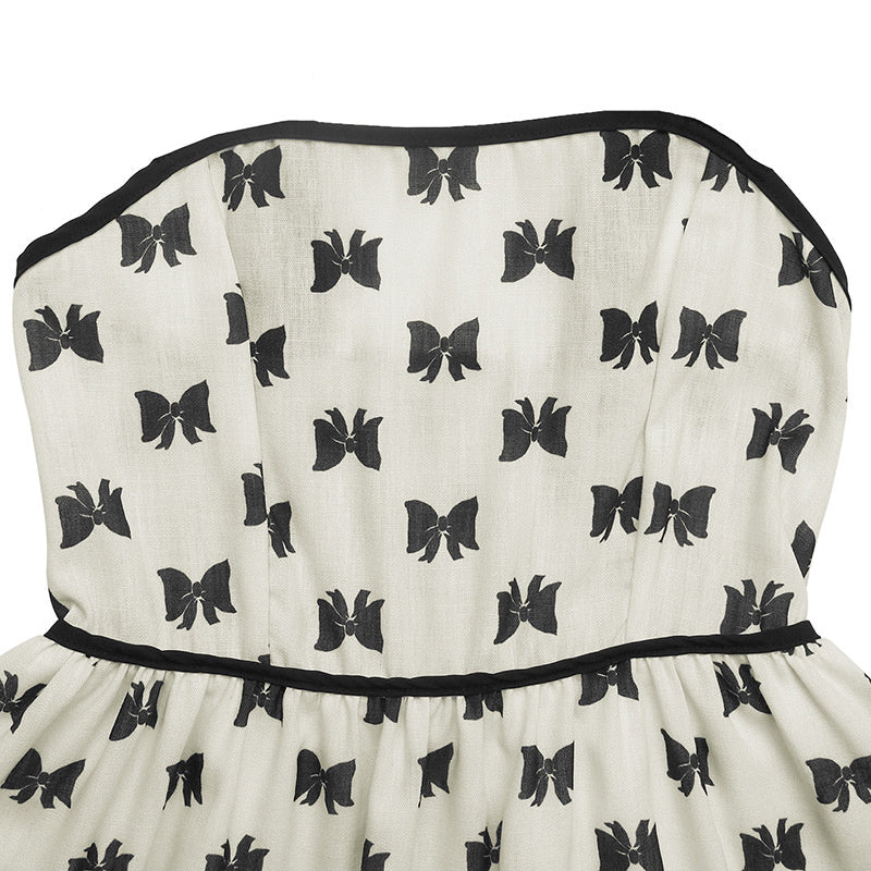 Women's  Shoulder Strap Bow Decoration With Bow Print Elegant Summer Dress CJ US