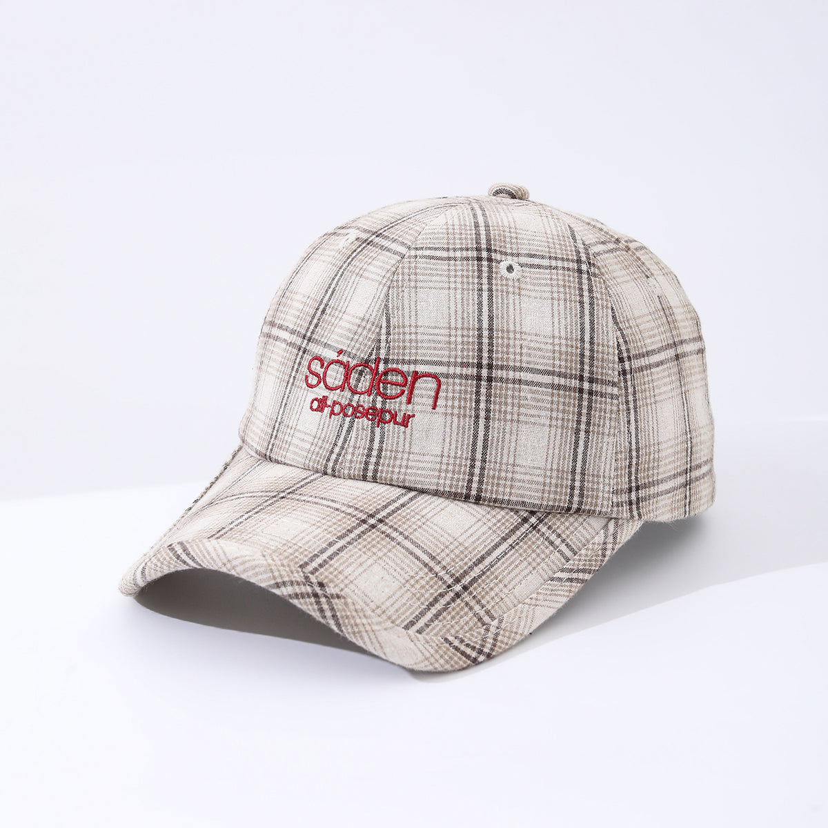 Striped Checkered Embroidered Letter Simple And Fashionable Baseball Cap Suitable For Daily Outdoor Outings And Travels 