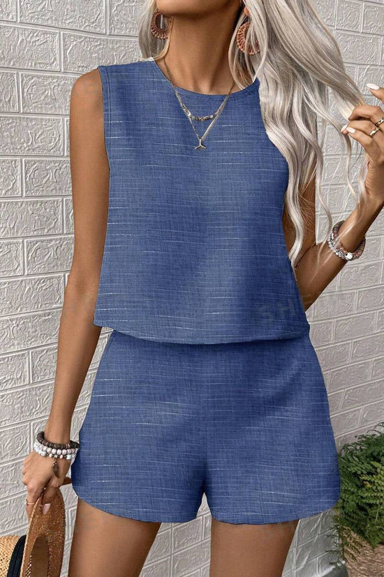 🌞 Women's Solid Color Sleeveless Vest & Shorts Set FitiqueFit