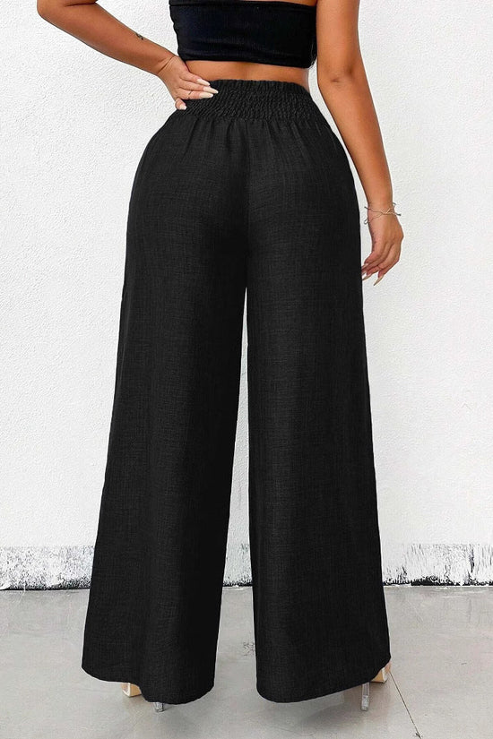 New Womens Fashionable Retro High-Waist Elastic Drapey Wide-Leg Long Pants For Women 