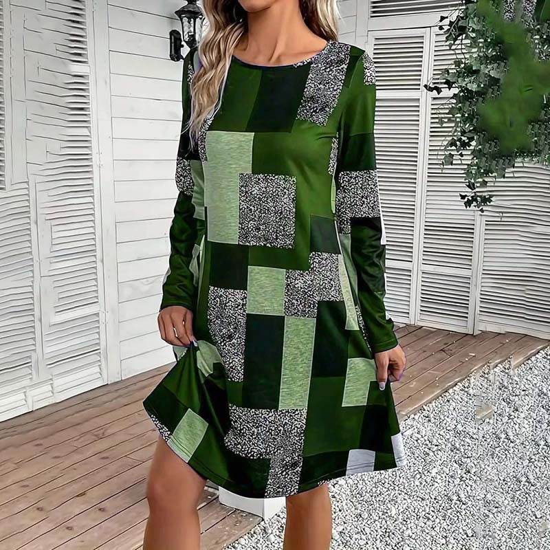 Women's Round Neck Long Sleeve Dress CJ US