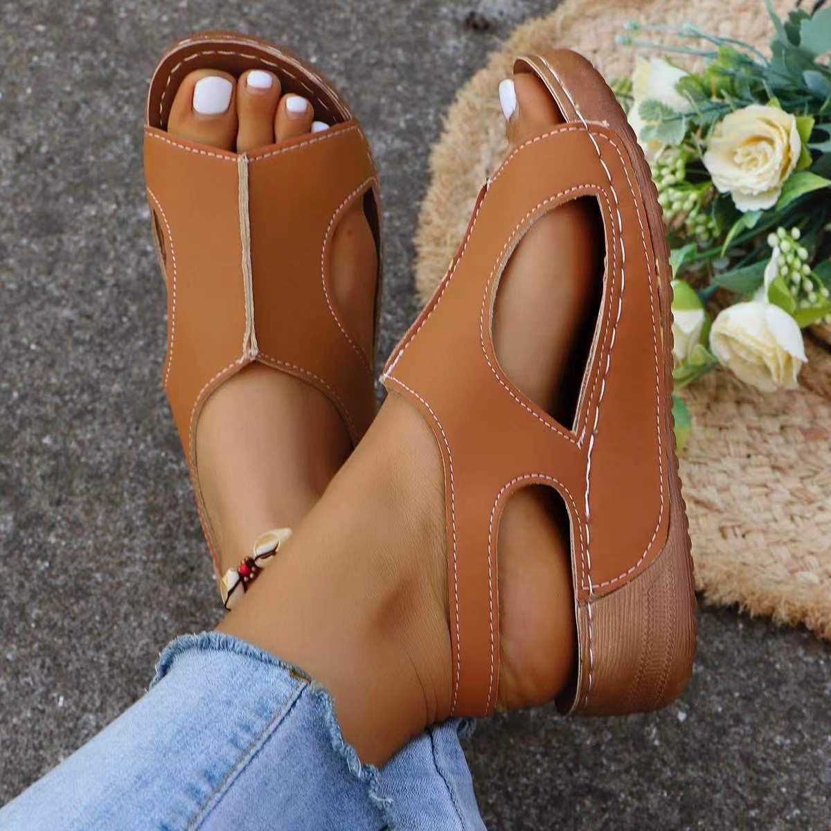 New Summer Wedges Sandals With Elastic Band Design Casual Fish Mouth Shoes For Women CJ US