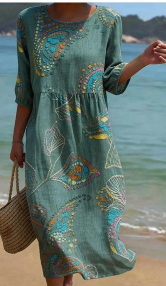 3D-printed Long-sleeve Crew-neck Dress 