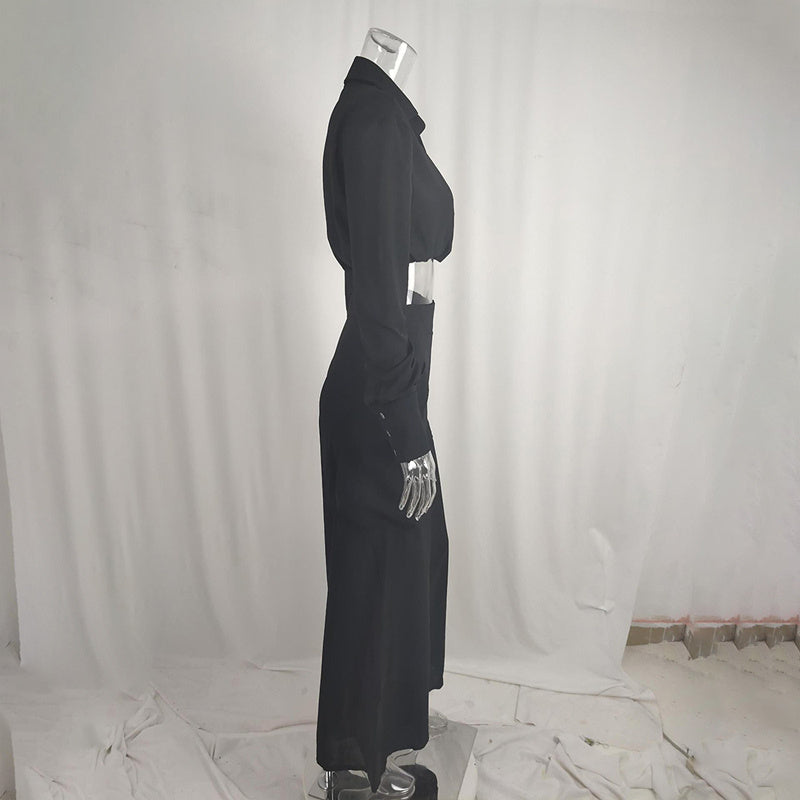 Women's Plus Size Elegant Pant Set - Crisscross Detail Top & Wide Leg Pants With Pockets Office & Casual Outfit CJ US