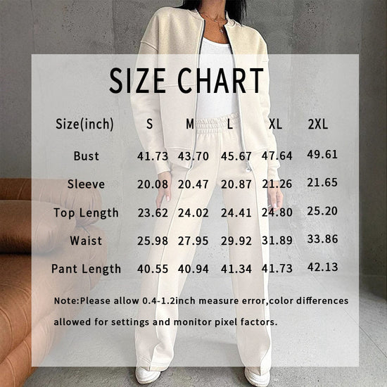 “2-Piece Zip-Up Sweatsuit Set with Wide-Leg Sweatpants” CJ US