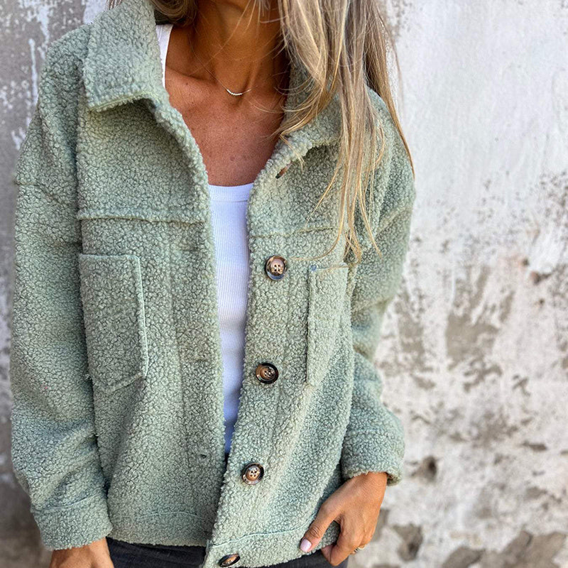 Plus Size Women’s Solid Color Sherpa Jacket CJ US