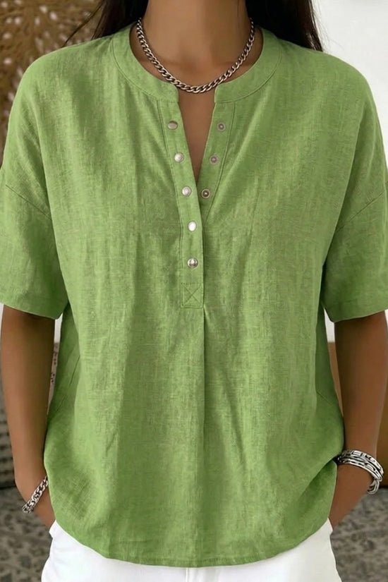 Solid Color Casual Pullover Short-Sleeve Shirt For Women 