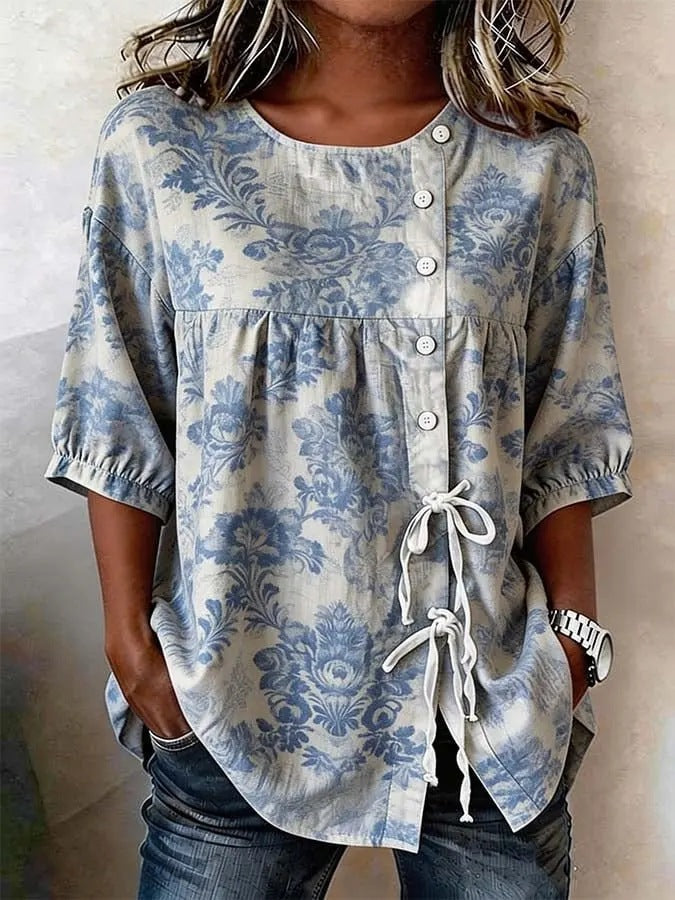 Women's Casual And Versatile Floral 3D Printed Top 