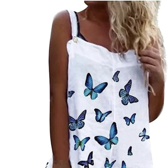 Ladies' Butterfly Printed Button Detail Casual Style Overalls CJ US