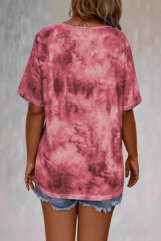 Tie-dye Printed Drawstring Casual Fashion Short-Sleeve T-Shirt 