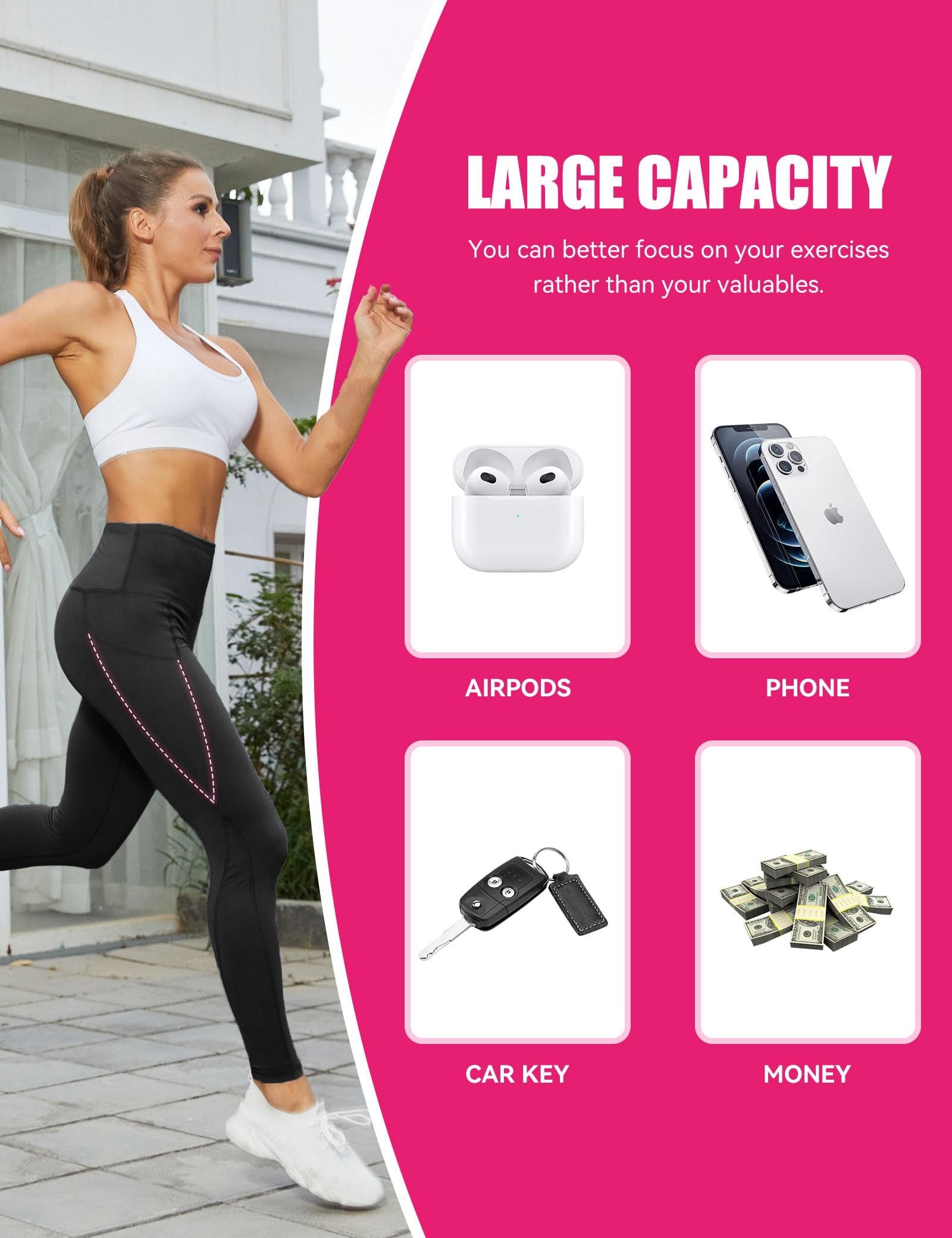 Yoga Pants - Cropped High-waisted Diagonal Pockets Printed With White Ash CJ US