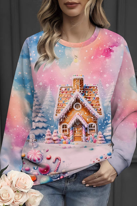 Christmas Christmas Building Snowman Snowflake Graphic Sweater CJ